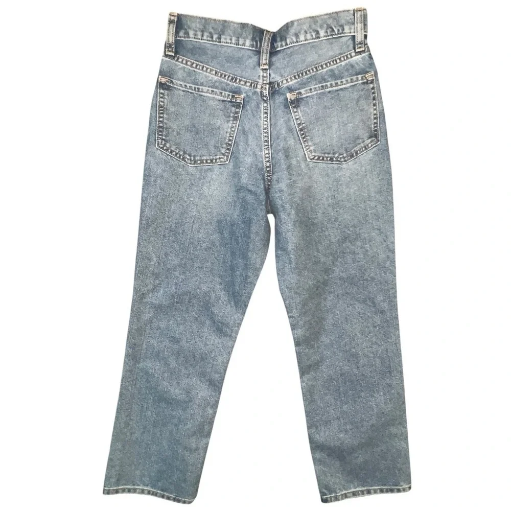 Old Navy Girls Jeans 14 Slouchy Straight High Rise Light Wash Adjustable Waist